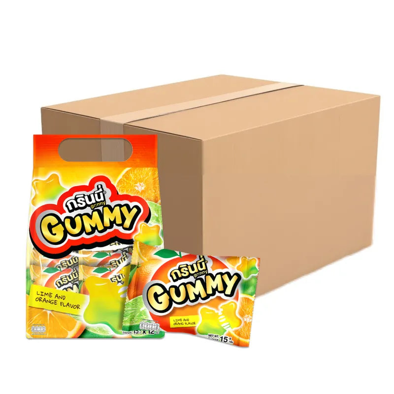 GRINNY PECTIN GUMMY STAR LIME AND ORANGE FLAVOR . (PACK 12PCS)