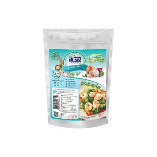 NIZE Keto seasoning powder in a 50g container, no MSG or sugar, savory flavor, ideal for low-carb cooking and flavor enhancement.
