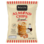 De La Lita Almond Chips Original, crunchy confectionery snack with roasted almonds in a bag.