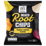 3c Freshfarm Mixed Root Chips with truffle and cheese flavor, crispy confectionery snack in a colorful package.