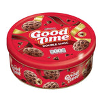 Good Time Double Choc Tin with assorted chocolates in a 256g tin, perfect for snack and confectionery lovers.
