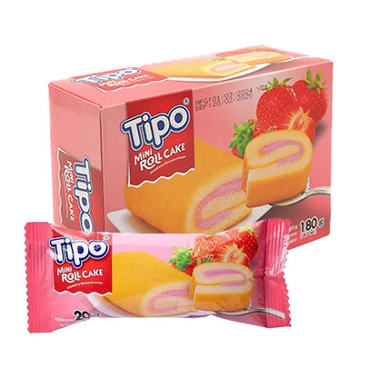 Tipo Mini Roll Cake Strawberry 9 Pcs 20g