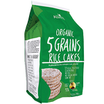 Allrite Organic Rice Cakes 5 Grains bakery product with multi-grain rice cakes stacked in a natural bakery setting