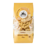 Alce Nero Organic Fusilli pasta in a bowl, showcasing the corkscrew-shaped gluten-free pasta in a grocery product image