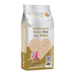 Bag of Jasmine Brown Rice, dry grocery product, showcasing the Jasmine brand packaging with brown rice grains visible.