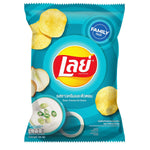 Lay's Sour Cream & Onion confectionery snacks package featuring crispy potato chips with sour cream and onion flavor.