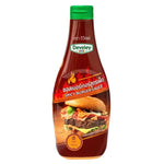 Develey Spicy Burger Sauce in a bottle, ready to add flavor to burgers and sandwiches in dry grocery section.