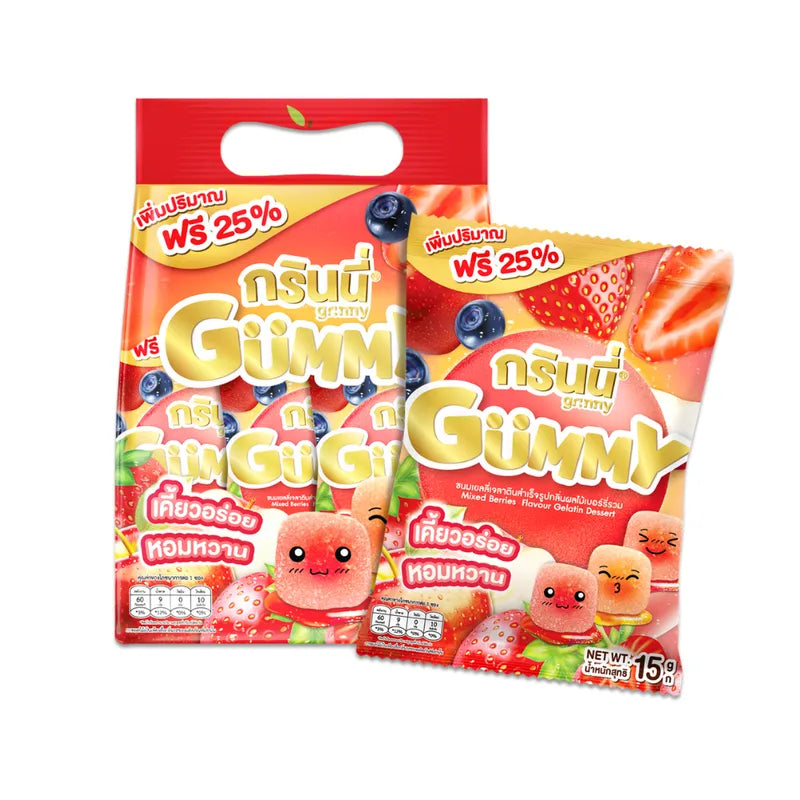 GRINNY MIXED BERRIES FLAVOUR GELATIN DESSERT . (PACK 12PCS) 15g