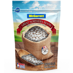 McGarrett Great Northern dried beans in a clear bag, ready for cooking, with the brand logo visible on the packaging.
