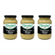 Three Develey Dijon Mustard 350g bottles with yellow labels and squeeze caps, arranged on a white background.