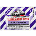 Fisherman's Friend Blackcurrant Flavour Lozenges in a clear package, showcasing the blackcurrant flavored confectionery snacks.