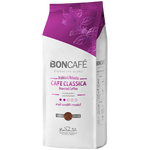 Boncafe Cafe Classica roasted ground coffee in a bag, ready for brewing, showcasing rich, dark coffee grounds.