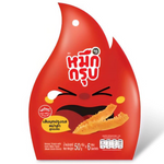 Muek Groob Konjac Snack with Mala flavor, spicy and chewy confectionery snack in packaging, by Muek Groob.