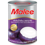 Canned Malee Water Chestnuts in syrup, a sweet and crunchy Asian grocery product in a clear can.