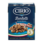 Box of Cirio dry beans in a cardboard package, showing the Cirio brand and bean illustration on the label.