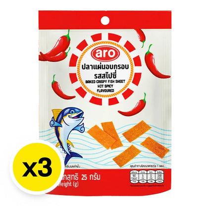 ARO Baked Crispy Fish Sheet Hot Spicy Flavor 25g x3
