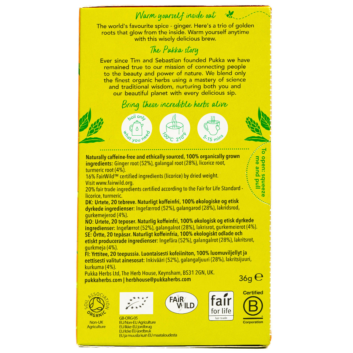 Pukka Three Ginger Tea Bags X 20 Caffeine Free