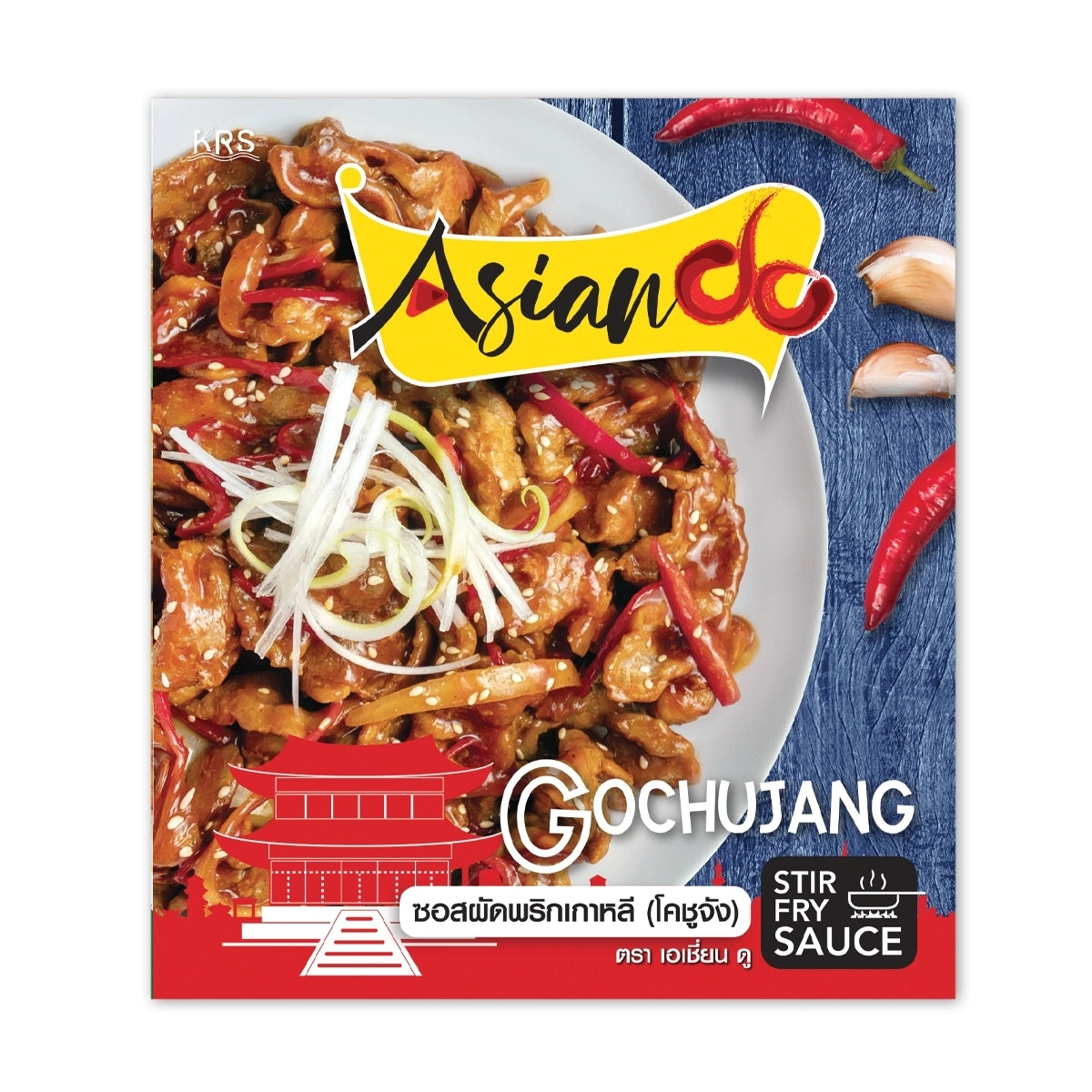 Asian Do Korean Gochujang chili stir-fry sauce in a 100g jar, showcasing vibrant red chili paste for spicy Asian cuisine.