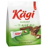 Kagi Hazelnut Mini confectionery snack, small chocolate treat with hazelnut filling, displayed on a neutral background.