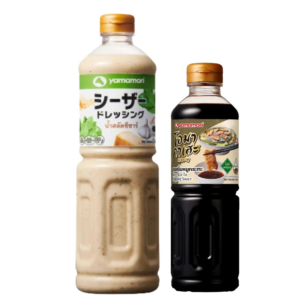 YAMAMORI Caesar Salad Dressing 1 L bottle, creamy and smooth, with fresh ingredients visible in the label image.