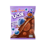 Campus Ball MNL Blueberry snack, a blue and yellow confectionery treat in a 48g package, with blueberry flavor and candy-coated exterior.