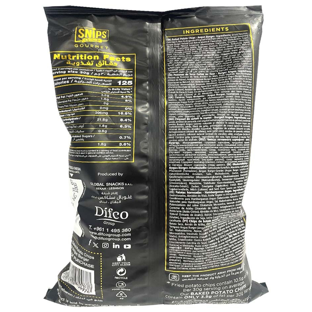 Snips Black Angus Burger Baked Potato Chips