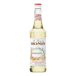 Bottle of MONIN Butterscotch Syrup 700ml for dry grocery, featuring a clear label and dark caramel color liquid inside a plastic bottle.
