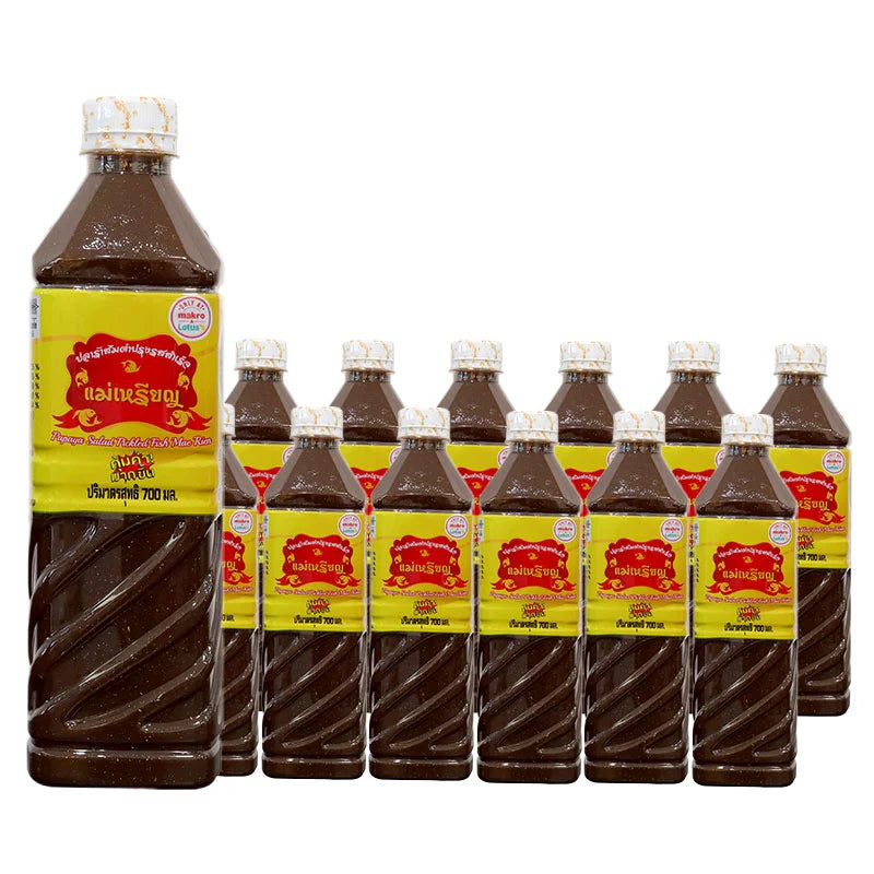 MAERIEN Fermented Fish Sauce 700 ml bottle, showcasing the dark liquid inside the glass bottle on a white background.