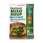 Marukome Instant Miso Wakame Soup 152g package, dry grocery product with miso paste and dried wakame seaweed
