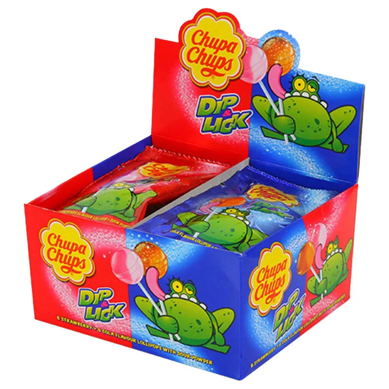Chupa Chups Dip & Lick Strawberry Cola Flavour Lollipops 9g x12