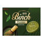 Lotte Binch Biscuit Matcha snack confections in a 204g package, featuring green matcha-flavored biscuits and confections.