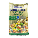 Bakels gluten-free artisan bread mix in a 600g package, dry grocery product with a colorful label and baking instructions.