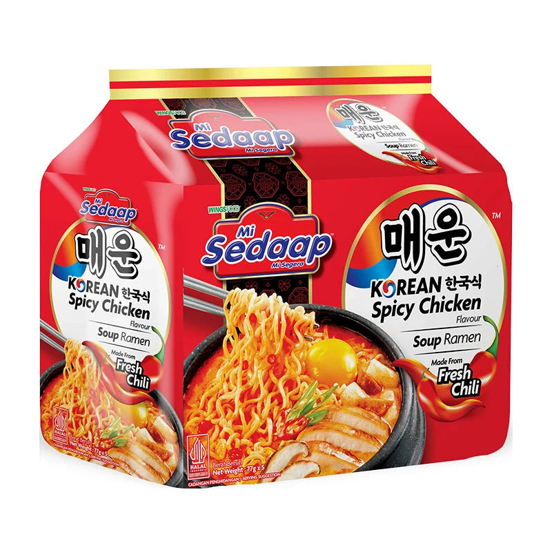 MI SEDAAP Korean Spicy Chicken Soup Ramen . X 5 77g