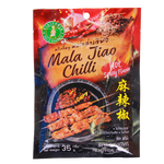 Sala Maeban Mala Jiao chili in a jar, spicy Asian grocery product with vibrant red chili peppers and seasoning visible in the image.
