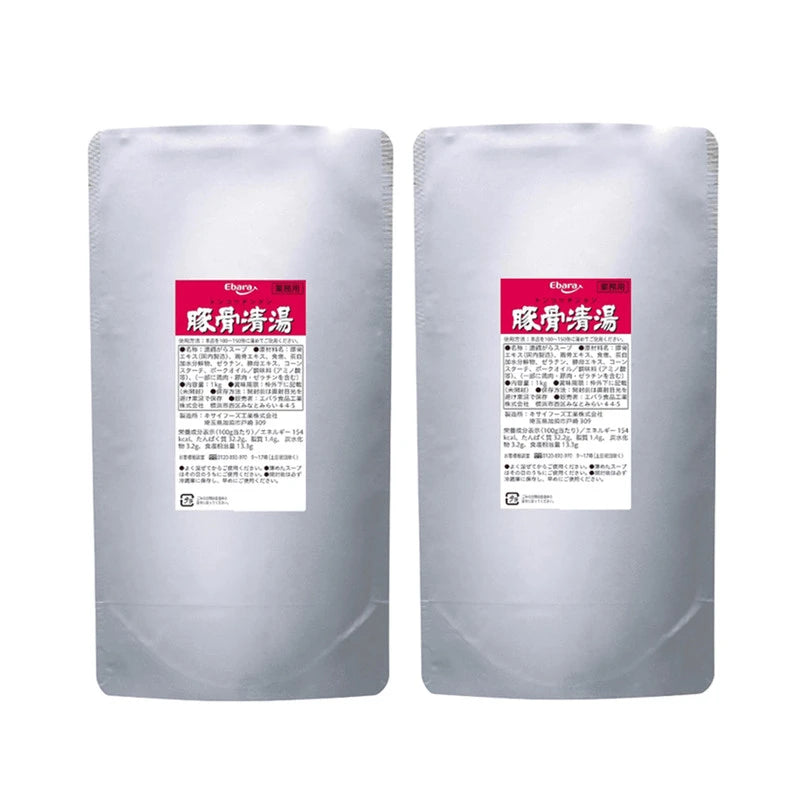 EBARA Tonkotsu Chintan pork bone soup concentrate in 1kg packs, made in Japan, with rich pork bone extract for flavorful ramen.