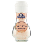 Drogheria Himalaya pink salt crystals in a clear jar, showcasing the coarse pink mineral salt used for cooking and seasoning.