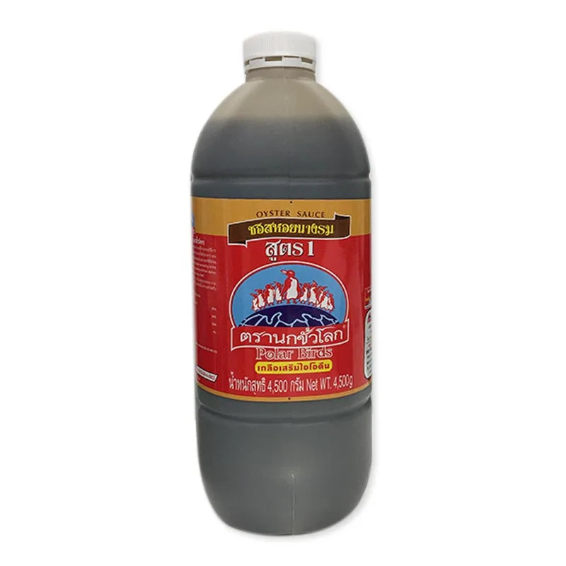 POLAR BIRDS Oyster Sauce 4.5 kg jar with label, showcasing the product and branding for versatile cooking use
