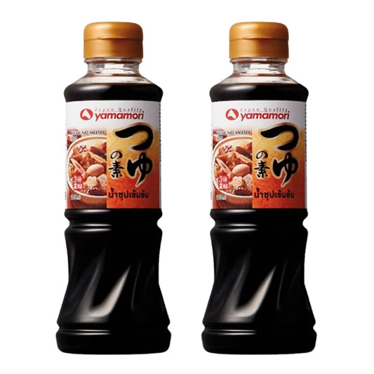 YAMAMORI Concentrated Oden Soup 220 mL bottle, Japanese-style soup for hot pot and oden dishes, close-up view.