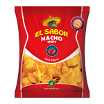 El Sabor Chili Chips, spicy confectionery snack with vibrant red chili flavor and crispy texture.
