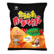 KARAMUCHO Flat Cut Hot & Chili Potato Chips in a transparent bag showing crispy, spicy chips with red chili seasoning.