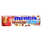 Mentos Incredible Chew Cola confectionery snack showing chewy cola-flavored candies in colorful packaging.
