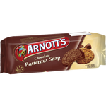 Arnott's Butternut Snap chocolate biscuits displayed on a plate, showcasing their crispy texture and chocolate coating.