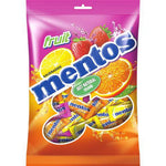 Mentos Fruit Candy confectionery snacks in colorful, chewy candies with fruity flavors, arranged in a bowl.