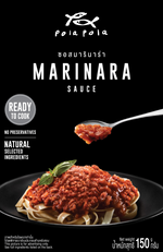 Jar of Pola Pola Marinara Sauce, a grocery product with a label featuring red tomato graphics and the Pola Pola brand name.