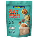 Mcgarrett whole oat groats with grains in a clear bag, showing the natural oats and mixed grains inside for healthy breakfast cooking.