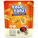 Crispy soy protein gochujang flavored tofu snack by Your Tofu, showing golden-brown crispy tofu pieces with spicy red glaze.