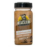 Ground cumin spice from United brand, showing a close-up of the brown, finely ground cumin in a grocery product container.