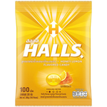 Halls Honey Candy, smooth honey-flavored confectionery snacks in a bright wrapper, showcasing the sweet treat.