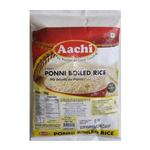 Aachi Thanjavur Ponni boiled rice in a clear bag, showing the white, polished grains ideal for cooking traditional South Indian dishes.