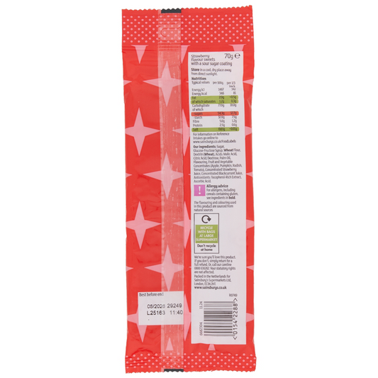 Sainsbury's Fizzy Strawberry Straws Sweets